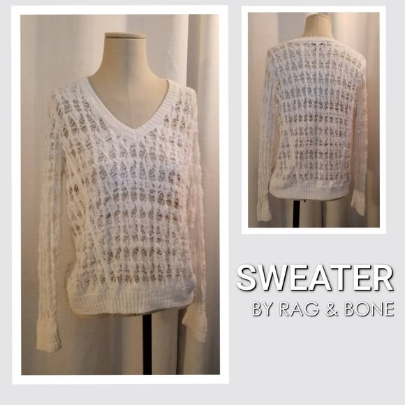 Rag Bone Ny Off White Knit V Neck 
